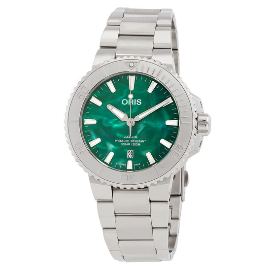 Oris x Bracenet Aquis Date Automatic Green Dial Men's Watch 01 733