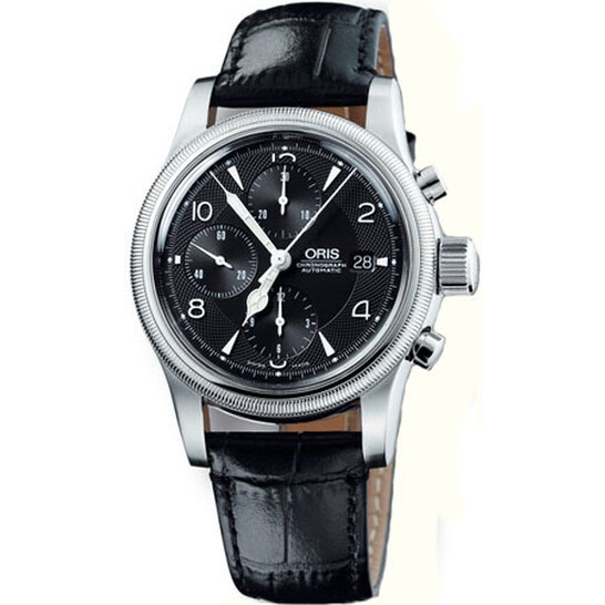 Oris Big Crown Chrono Black Dial Black Leather Automatic Men's