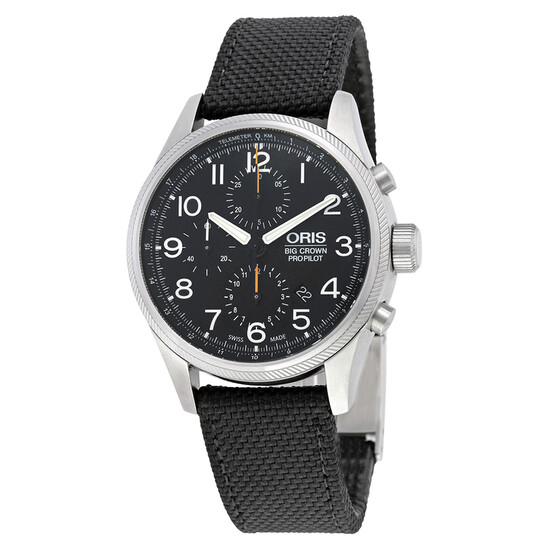 Oris Big Crown ProPilot Chronograph Black Dial Black Canvas Men's
