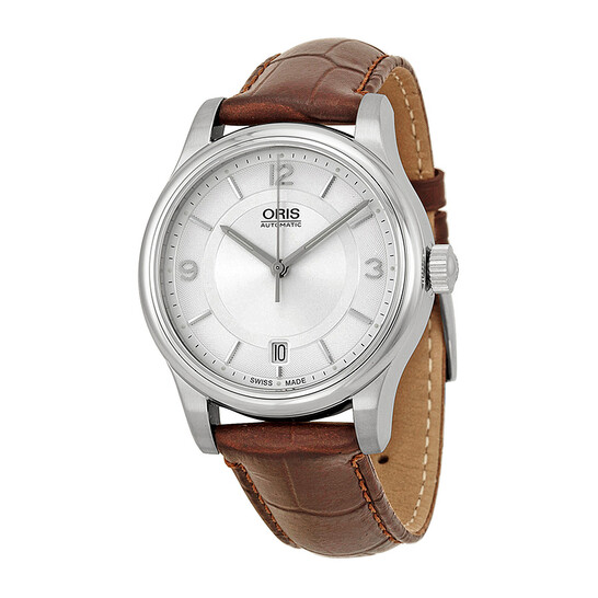 Oris Classic Date Silver Dial Brown Leather Men's Watch 733-7578-4031LS