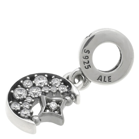Pandora Ladies Sterling Silver Sparkling Crescent Moon & Spinnable Star ...