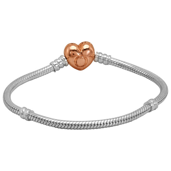 Pandora Sterling Silver And 14k Rose Gold-plated Moments Heart Clasp Snake Chain Bracelet, Size 18 Pandora Sterling Silver And 14k Rose Gold-plated Moments Heart Clasp Snake Chain Bracelet, Size 18 - 546x546 Image #3