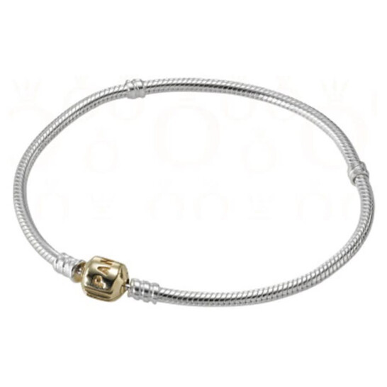 Pandora Sterling Silver Bracelet with 14K Gold Pandora Snap Clasp