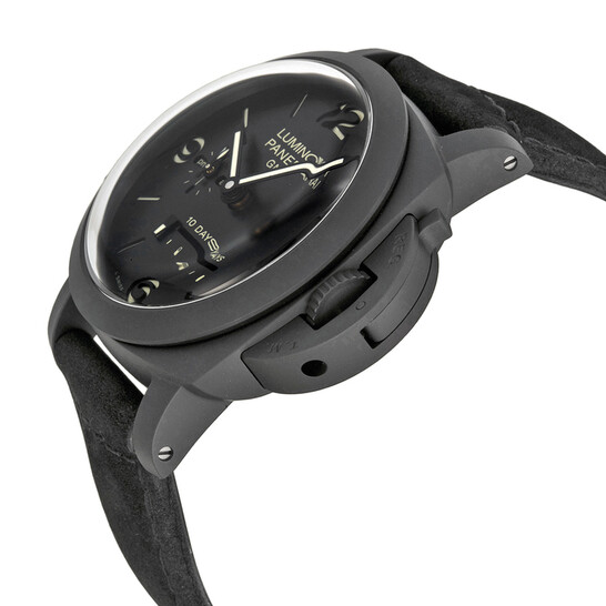Panerai Luminor 1950 10 Days Black Dial Black Leather Men's Watch PAM00335 - 546x546 Image #2