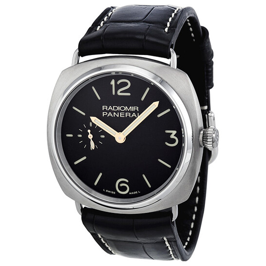 Panerai Radiomir Titanium Black Dial Leather Mechanical Men's Watch PAM00338 - 546x546