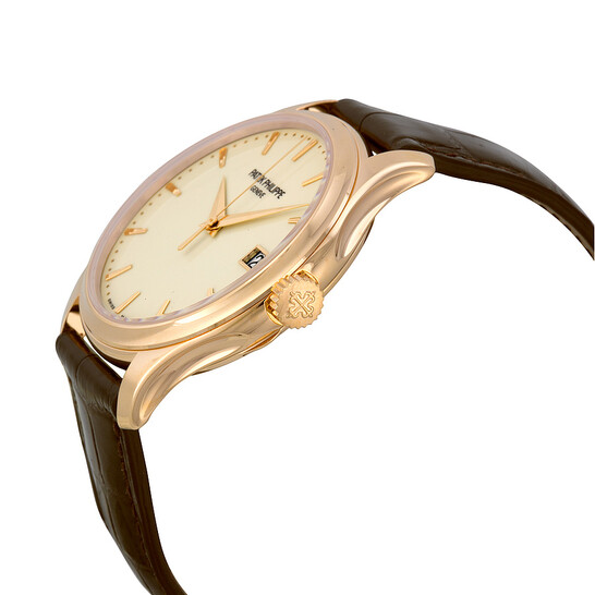 自動巻きムーブメント時計Size 39mm PP Calatrava 5227R Patek Philippe Calatrava Mechanical Ivory Dial Leather Men's