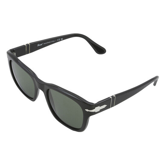 Persol PO3272S 95/31 Men's 53mm Square Sunglasses – Black/Green, Anti-Reflective Glass