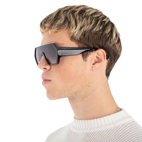 Philipp Plein Grey Gradient Shield Unisex Sunglasses SPP047  display picture 2