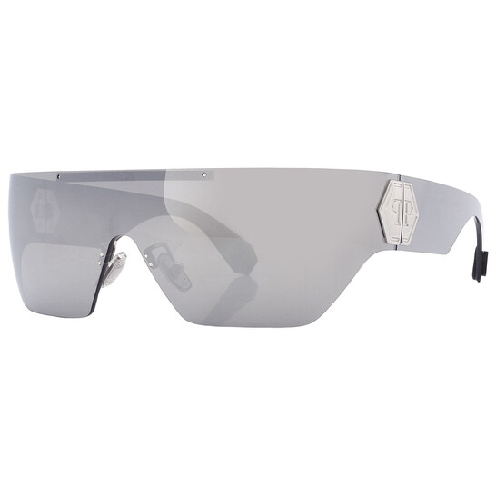 Philipp Plein Silver Mirror Shield Ladies Sunglasses SPP029M  display picture 1