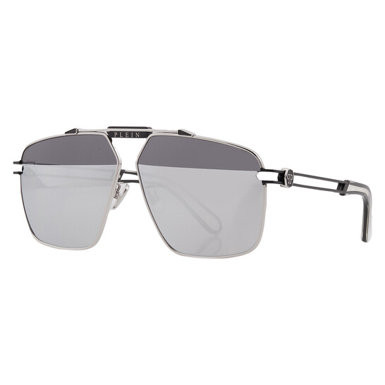 Philipp Plein Silver Navigator Men's Sunglasses SPP049M K07X 63