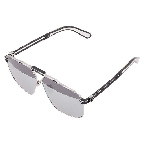 Philipp Plein Silver Navigator Men's Sunglasses SPP049M K07X 63