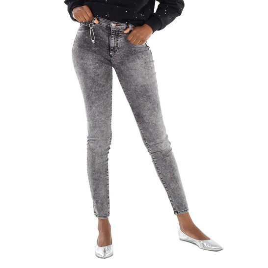 Philipp Plein Storm Grey Denim Pocket Pants, Waist Size 25