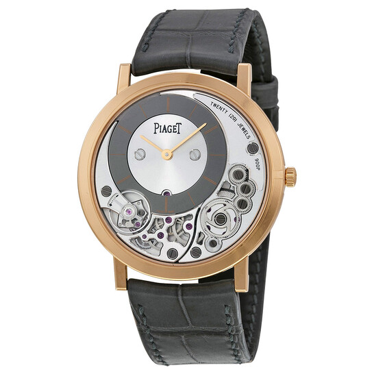 Piaget Altiplano Silver and Black Skeleton Dial 18kt Rose Gold Gray Leather Men's Watch GOA39110 Piaget Altiplano Silver and Black Skeleton Dial 18kt Rose Gold Gray Leather Men's Watch GOA39110 - 546x546