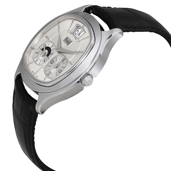 Piaget Emperador Coussin Silver Dial Black Leather Automatic Men's Watch GOA32016 - 546x546 Image #2