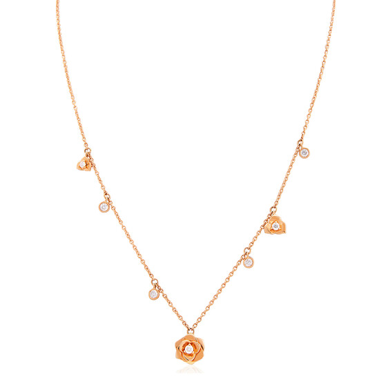 Piaget Rose 18k Rose Gold 0.38 CT Diamond Necklace - 546x546
