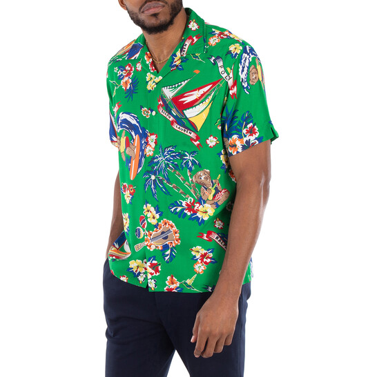 Polo Ralph Lauren All-Over Graphic Print Shirt, Size Small