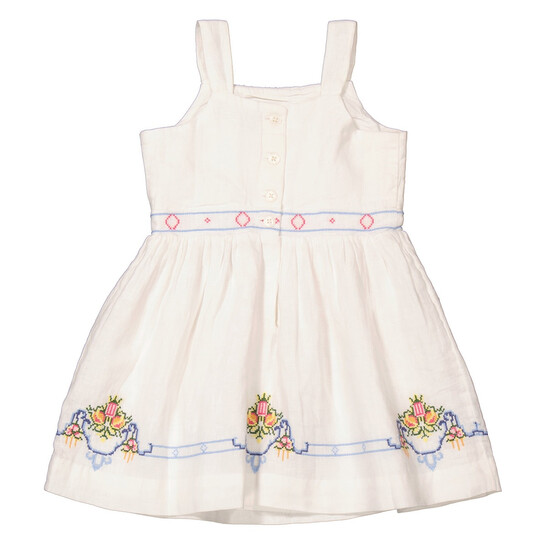 Polo Ralph Lauren Girls White Floral Embroidered Linen Dress