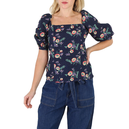 Polo Ralph Lauren Ladies Floral Print Linen Puff Sleeve