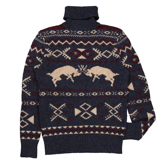 Polo Ralph Lauren Men's Blue Fair Isle-Knit Wool Blend Jumper