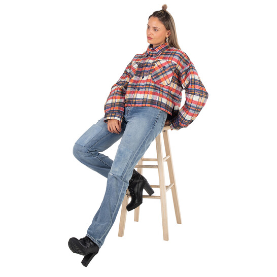 Polo Ralph Lauren Quilted Check Cropped Shell Jacket, Size Medium