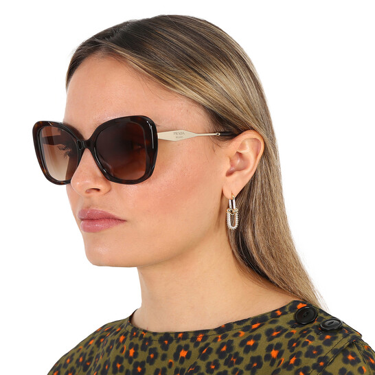 Prada Brown Gradient Butterfly Ladies Sunglasses PR 03YS 