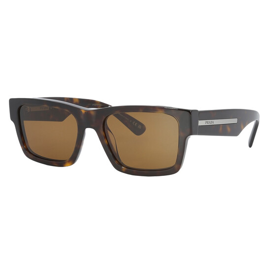 Prada Brown Rectangular Men's Sunglasses PR 25ZS 2AU0B0 53