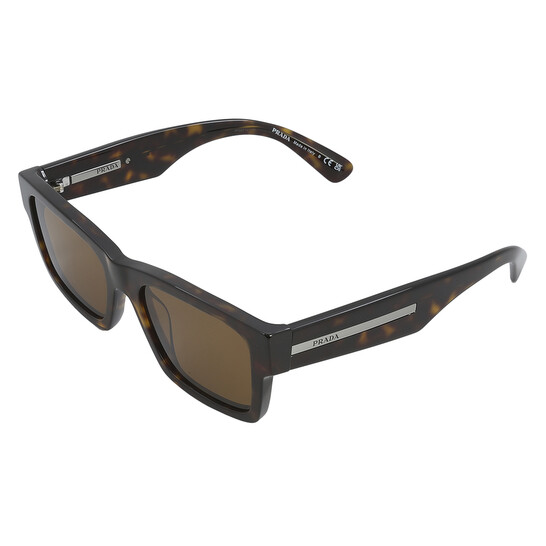 Prada Brown Rectangular Men's Sunglasses PR 25ZS 2AU0B0 53