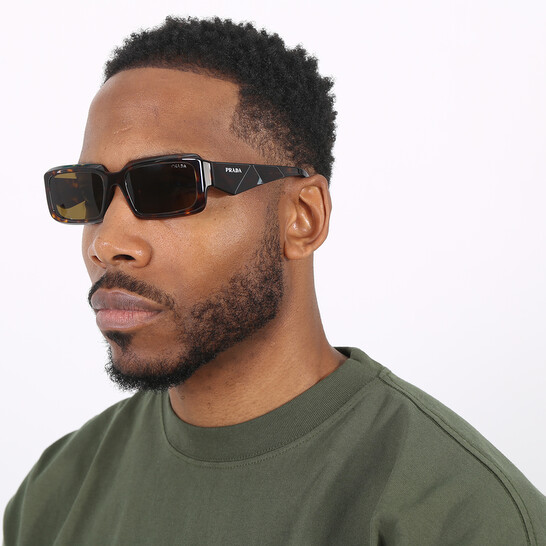 ふらちょ Prada Brown Rectangular Men's Sunglasses PR 27ZSF 19J09Z 55