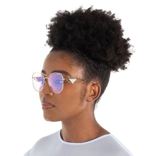 Prada Clear Blue Light Filter Irregular Ladies Sunglasses PR 57YS ZVN08N 57
