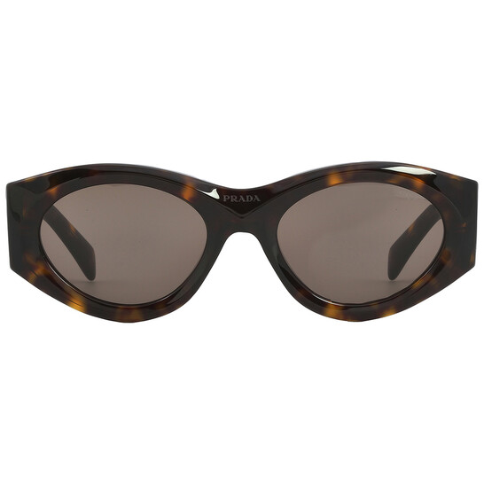 Prada Dark Brown Oval Ladies Sunglasses PR 20ZS 2AU06B 53