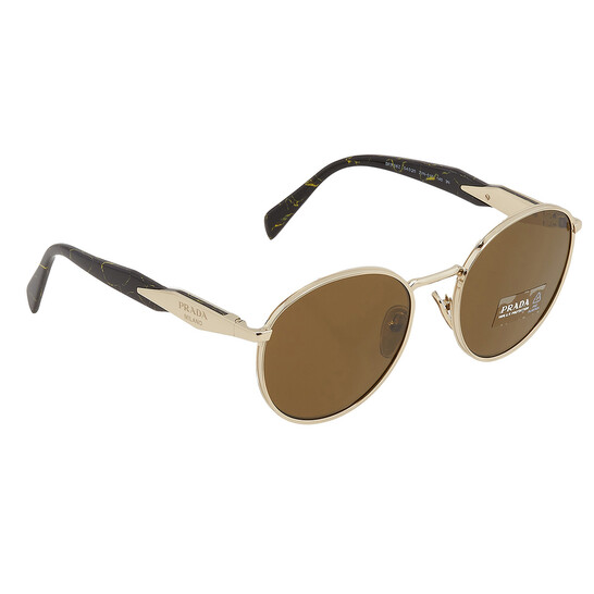 Prada Dark Brown Oval Ladies Sunglasses PR 56ZS ZVN01T 54