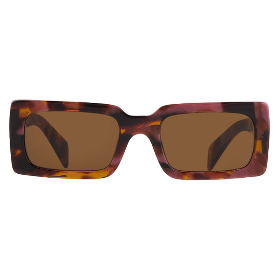 Prada Dark Brown Rectangular Ladies Sunglasses PR A07S 18N01T 52-X
