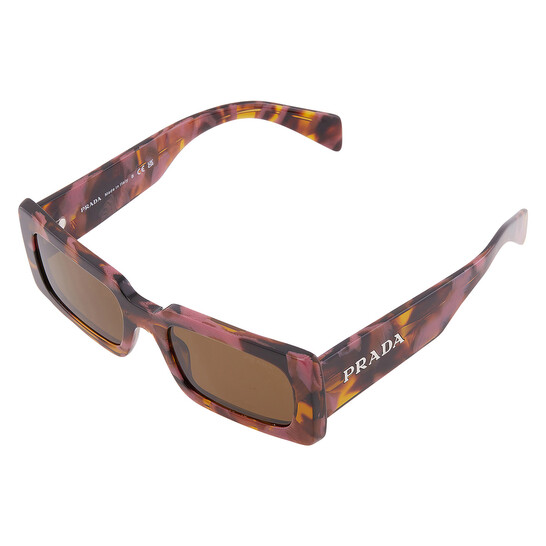 Prada Dark Brown Rectangular Ladies Sunglasses PR A07S 18N01T 52-X