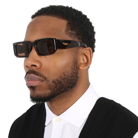 Prada Men Prada Sunglasses Uomo Prada Dark Brown Rectangular Men's