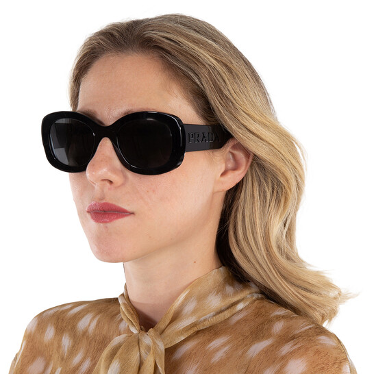Prada Dark Grey Oval Ladies Sunglasses PR A13S 1AB5S0 54 