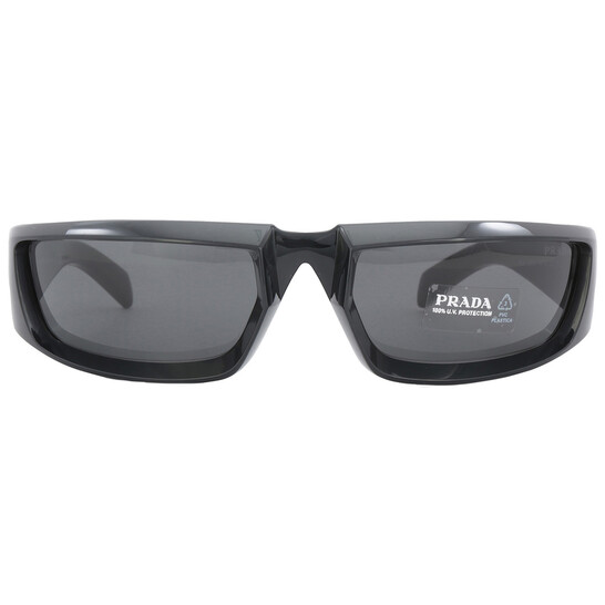 PRADA キャットアイサンクラス PRA25S 1AB5S0 Prada Dark Grey Wrap Men's Sunglasses PR 25YS 1AB5S0 63