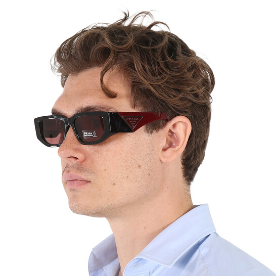 Prada Dark Violet Rectangle Men's Sunglasses PR 09ZSF 11F08S
