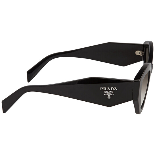New PRADA Sunglasses PRD07S Rectangle Cat Eye Grey Lens Women\'s Prada PR 07YS M (53 - 19) with Grey lenses and Black frame  main image 2