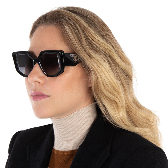 PRADA / サングラス/メタル/GLD/GRY/レディース Prada Grey Gradient Irregular Ladies Sunglasses PR 14ZS 1AB09S 50