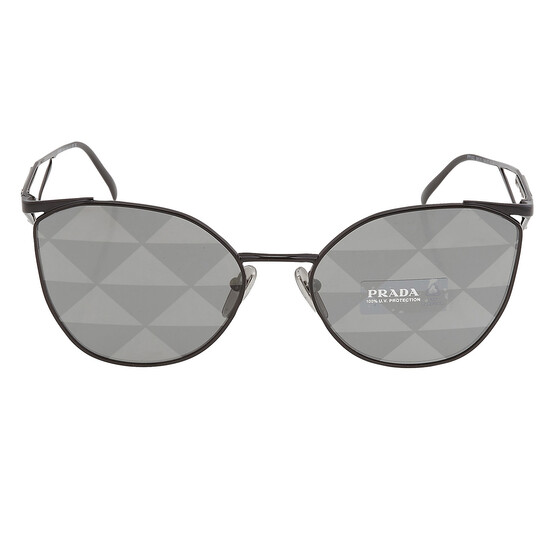 Prada Grey Pattern Silver Irregular Ladies Sunglasses PR