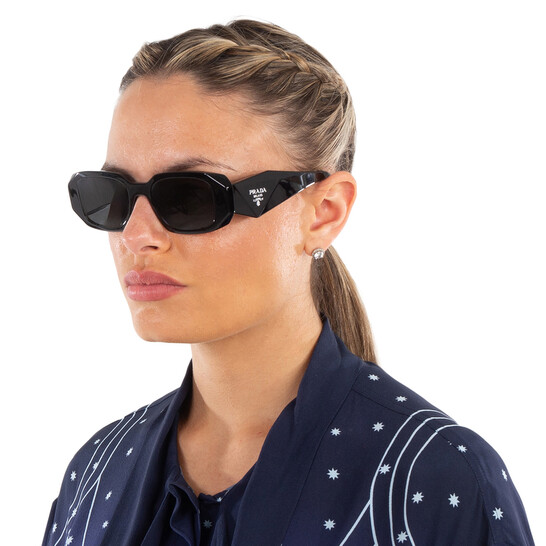 Prada Grey Rectangular Ladies Sunglasses PR 17WS 1AB5S0 49