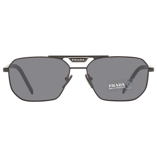 Prada Grey Rectangular Men's Sunglasses PR 58YS 1AB5S0 57