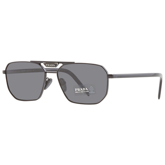 Prada Grey Rectangular Men's Sunglasses PR 58YS 1AB5S0 57