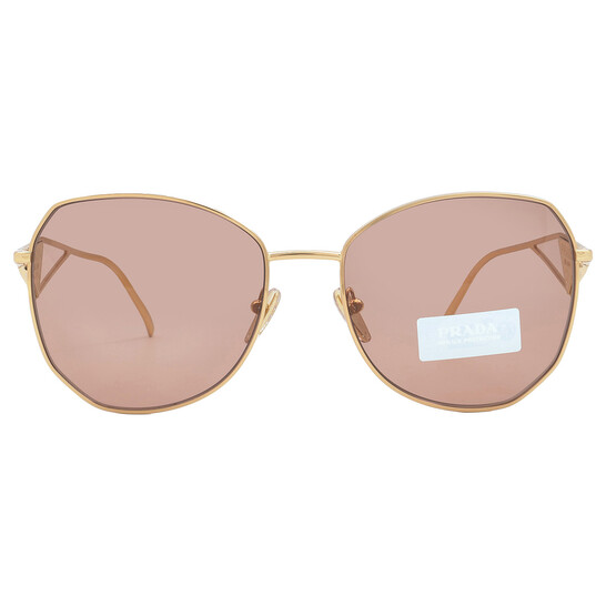 Prada Light Brown Irregular Ladies Sunglasses PR 57YS 5AK10D 57