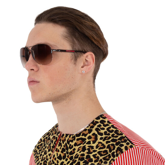 Prada Linea Rossa Brown Gradient Pilot Men's Sunglasses PS 56MS