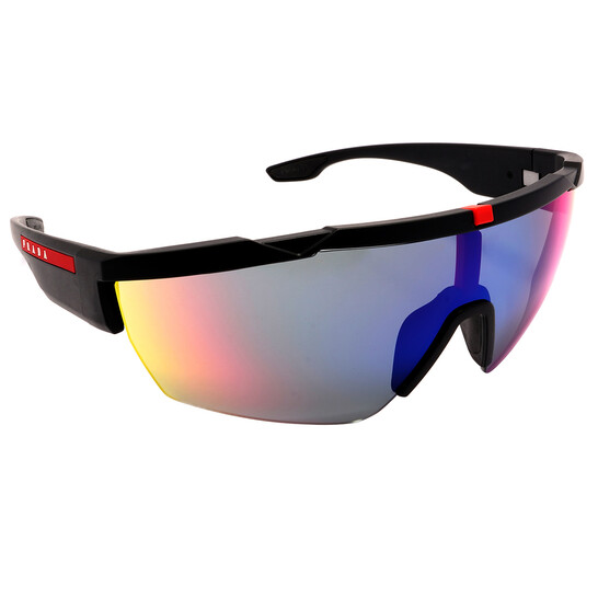 Prada Linea Rossa Dark Grey Mirror Blue / Red Wrap Men's