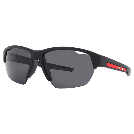 PRADA　SPS 03Y 1BO-04U　サングラス スポーツ マットブラック Authentic Prada Mens Glossy Black Green Square Sunglasses