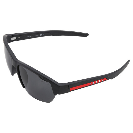 PRADA　SPS 03Y 1BO-04U　サングラス スポーツ マットブラック Authentic Prada Mens Glossy Black Green Square Sunglasses