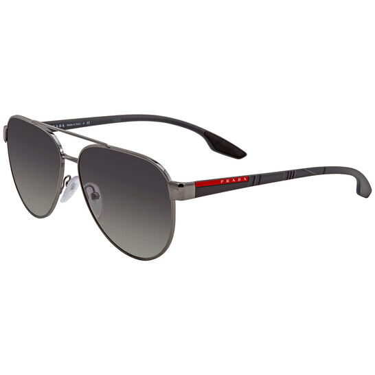 Prada Linea Rossa Grey Gradient Pilot Unisex Sunglasses PS 54TS