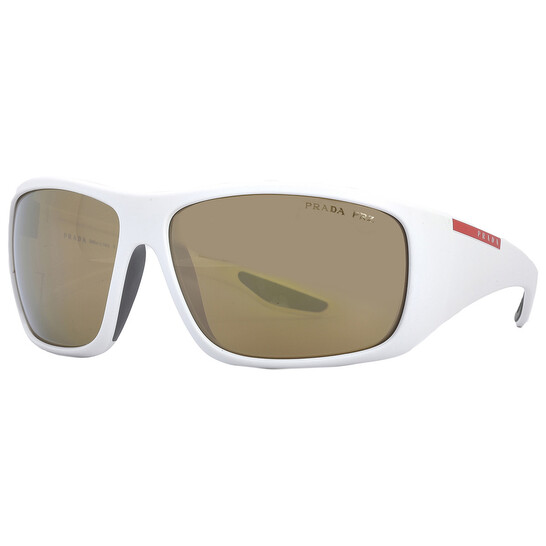 Prada Linea Rossa Polarized Brown Mirror Gold Wrap Men display picture 3